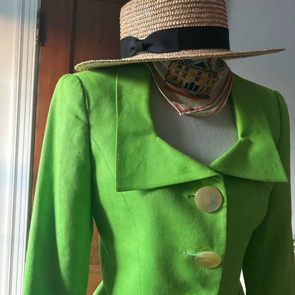 💚 Vintage Guy Laroche Green A-Line Skirt with Statement Buttons Size XS/S 💚 - Picture 3 of 4